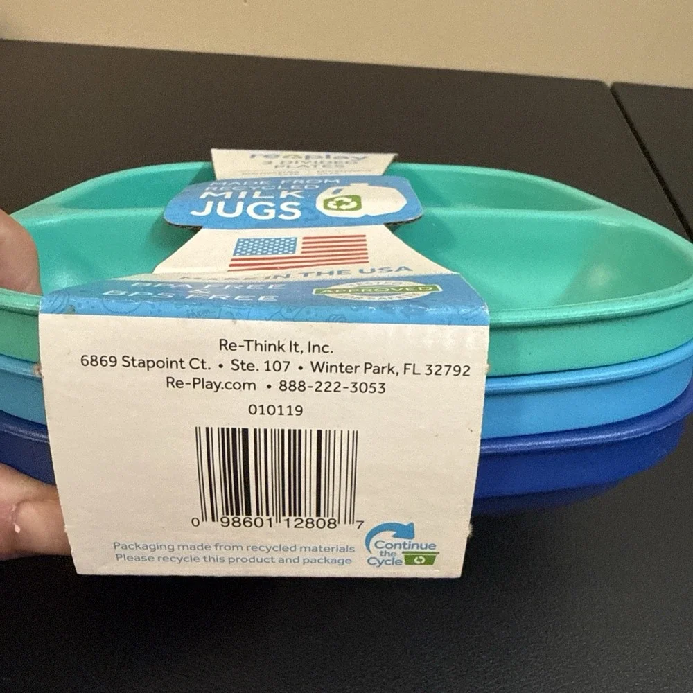 RePlay Kid Friendly Divided Plate Dish Hard Plastic    set  box fc